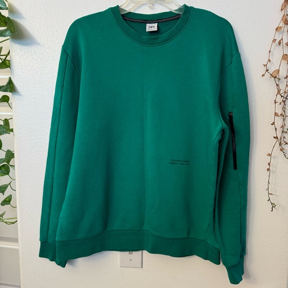 Zara Other - Zara Green Men’s Sweatshirt – Organic Cotton, Text Print. Unisex